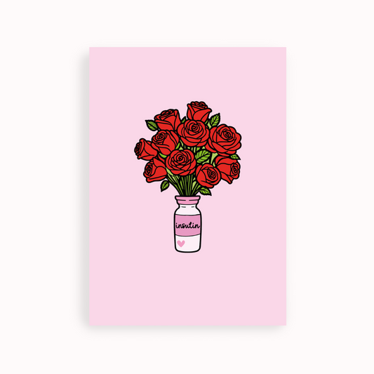 Insulin Rose Vase Card