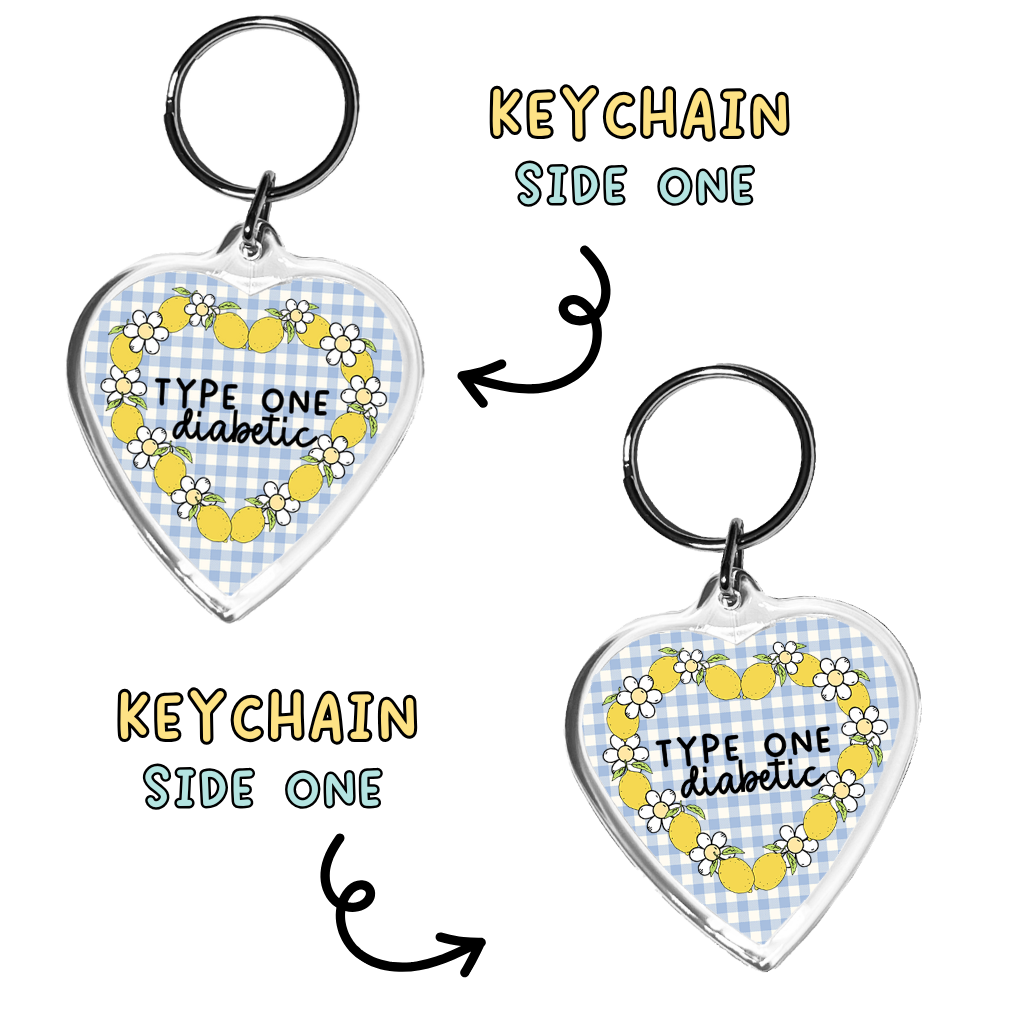 T1D Lemon Heart Keychain