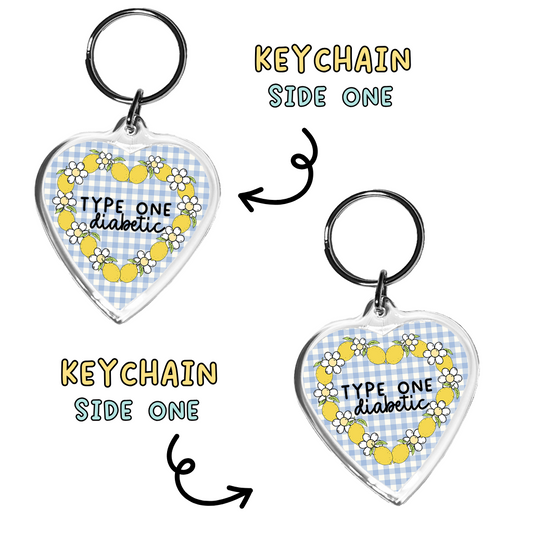 T1D Lemon Heart Keychain